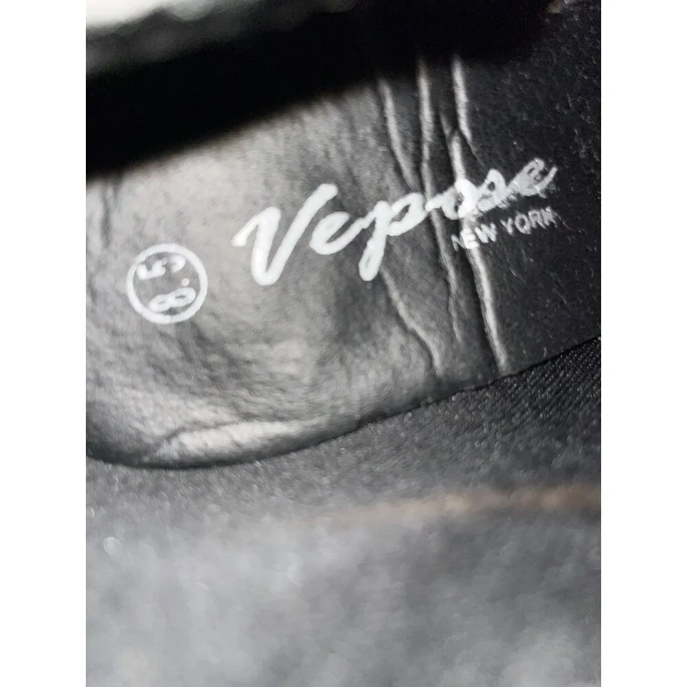 Over-The-Knee Black Suede Boots By Vepose Size 8 Block Heel Side Zipper & Tie Ba